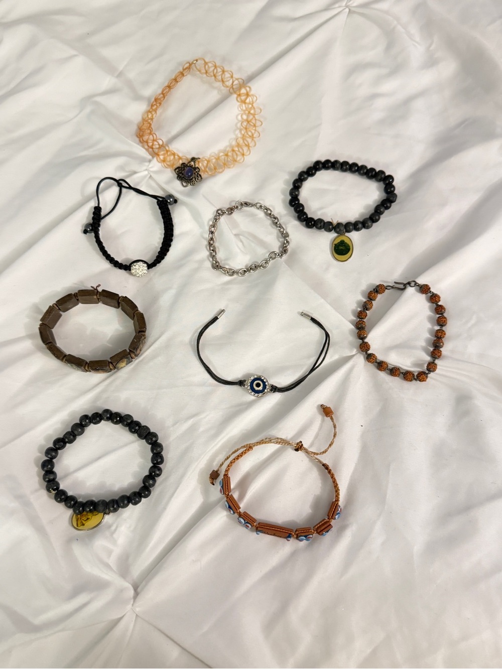 Set All Assorted Women's Beaded and Cord Bracelets - Black, Brown, Gold Tones